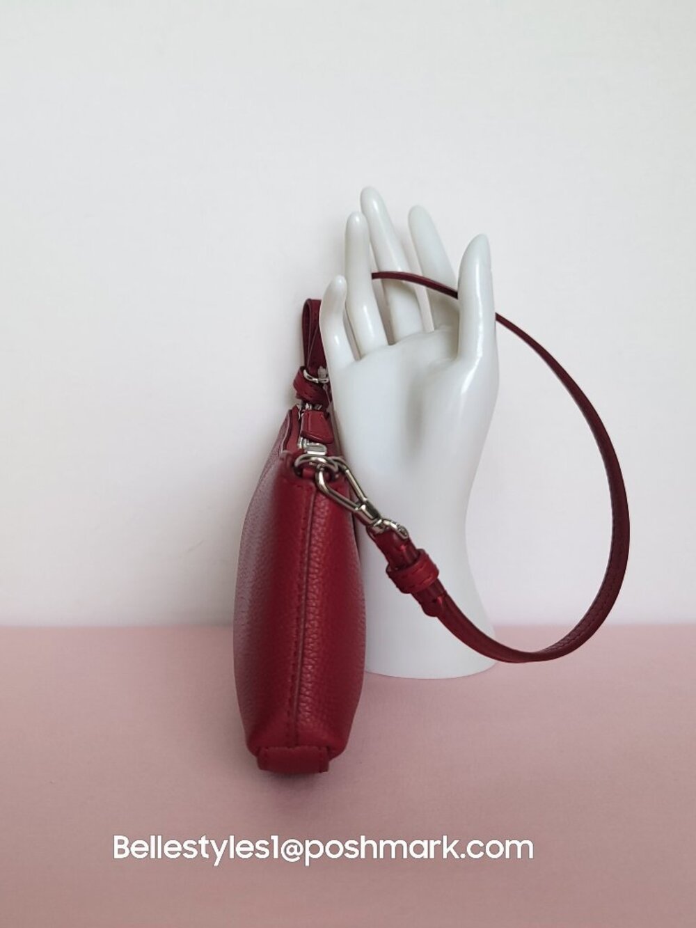 KATE SPADE Loop Pochette Pebbled Leather Mini Bag- Red Jam color⭐ - Picture 11 of 16